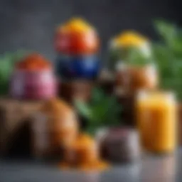 A variety of natural scrubs displayed in elegant jars