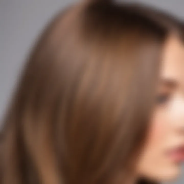 Close-up view of healthy, shiny hair after keratin treatment