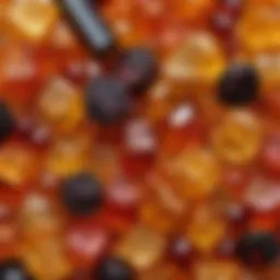 Close-up of labdanum resin on a textured surface