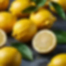 Close-up of fresh lemons on a vibrant surface