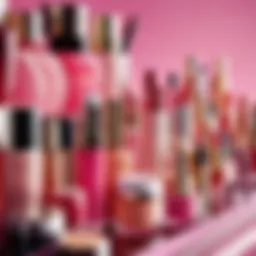 A vibrant display of various cosmetic products