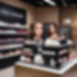 Elegant display of cosmetic products with discount tags