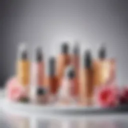 An elegant display of long-lasting cosmetic products arranged aesthetically.