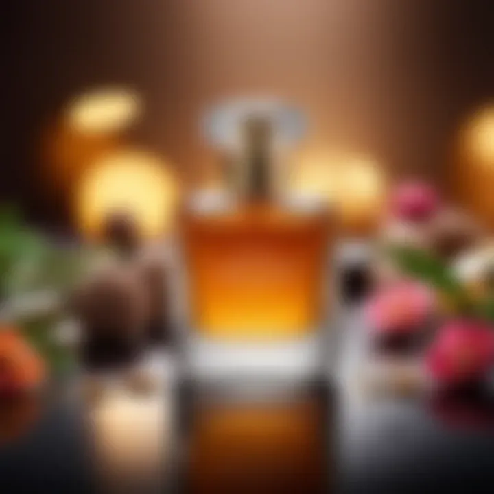 A luxurious perfume application scene