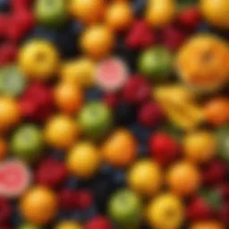 Colorful assortment of fruits rich in melanin