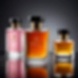 Diverse collection of luxury fragrances displayed elegantly