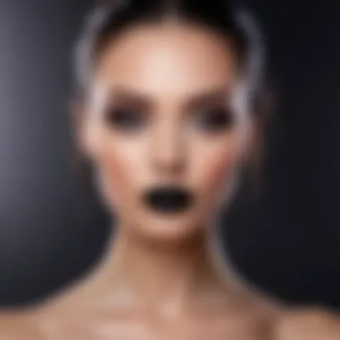 Striking Presence with Black Lipstick A striking image of a model wearing black lipstick against a bold backdrop.