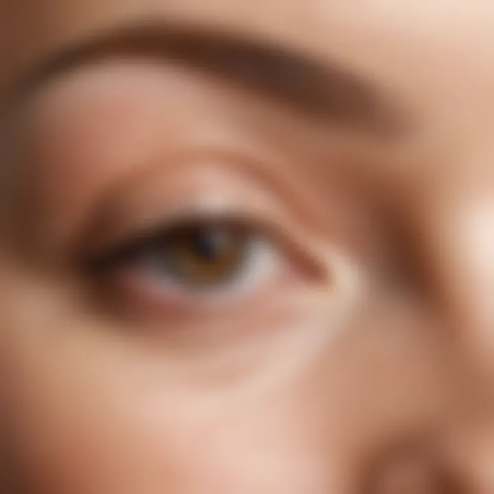 Close-up of an eye area revealing fine lines and wrinkles