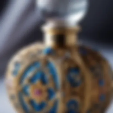A close-up of a traditional musk perfume bottle showcasing intricate designs.