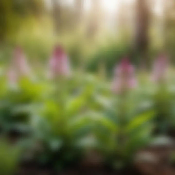 A serene landscape of musk-scented plants in their natural habitat.
