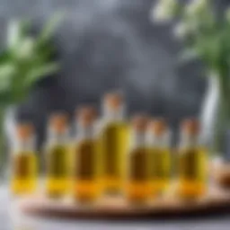 Nourishing oils displayed in elegant glass bottles