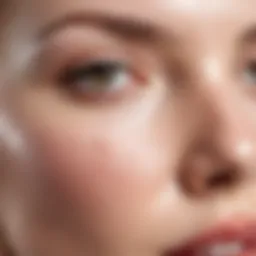 Close-up of facial skin after peeling treatment