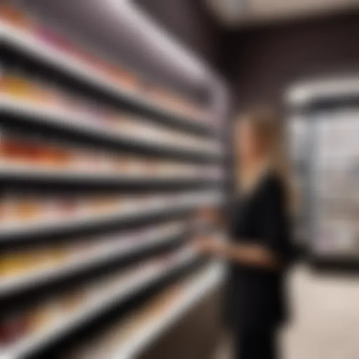 Person selecting niche perfumes in a sophisticated boutique