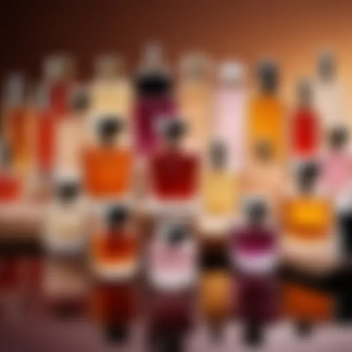 Trendy niche perfume collection showcasing variety