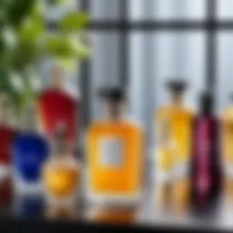 An elegant display of niche perfumes showcasing unique bottles