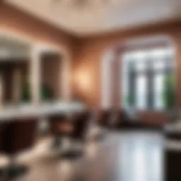 A luxurious salon setting showcasing hair treatment