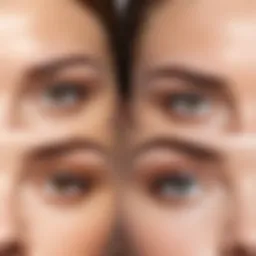 Before and after transformation of eyebrow appearance