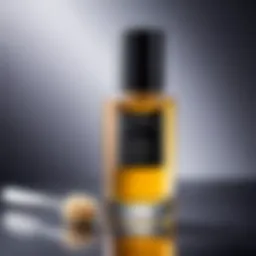 A close-up of a luxurious post-shave oil bottle with natural ingredients.