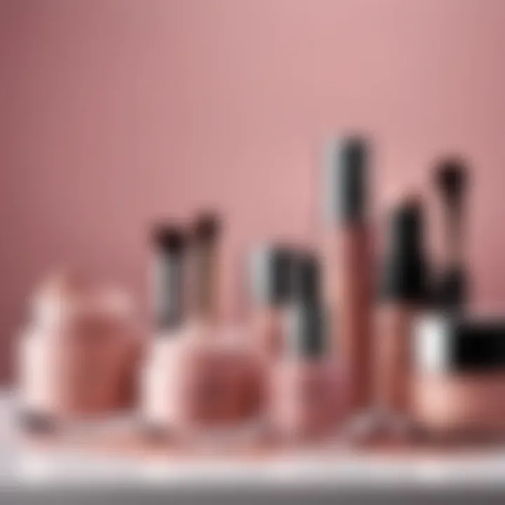 An elegantly displayed makeup setup showcasing powder application