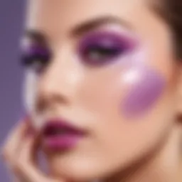 Purple concealer application on skin