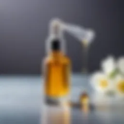 Close-up of a retinol serum bottle with a dropper