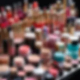 Colorful array of cosmetics displayed elegantly