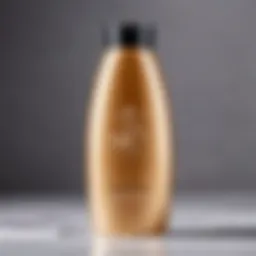 A close-up view of a luxurious keratin shampoo bottle with elegant design