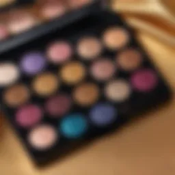 Vibrant shimmer eyeshadow palette showcasing various shades