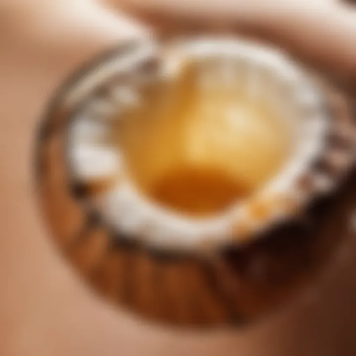 Close-up of coconut oil on skin illustrating absorption