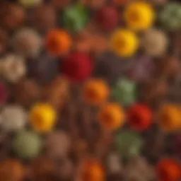 Aromatic spices displayed in a colorful arrangement