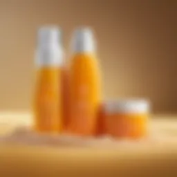 Illustration of various sunscreen ingredients used in cosmetics.