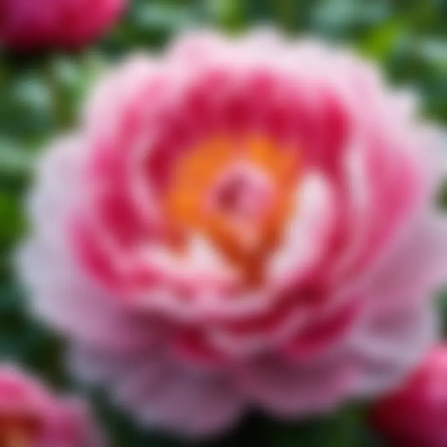 Lush peony blooms in a garden