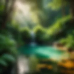 A serene thermal spring surrounded by lush greenery, showcasing the natural source of thermal water.