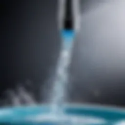 Close-up view of thermal water spray in action
