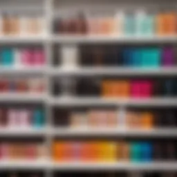 Selection of hair toners on a display shelf