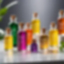 Variety of cuticle oils in glass bottles