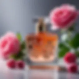 Elegant perfume bottle with floral decorations