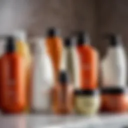 A selection of popular thermo protection hair products on a vanity.