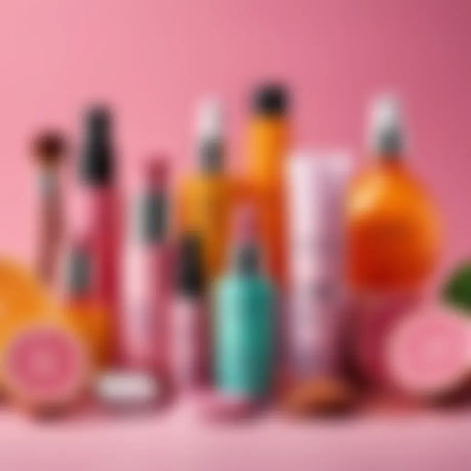 Trendy cosmetics display showcasing unconventional products