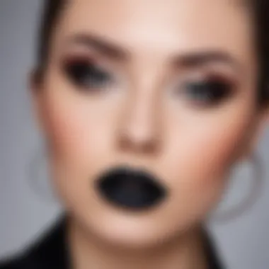 Trendsetting Makeup with Black Lipstick A trendsetting makeup look featuring black lipstick.