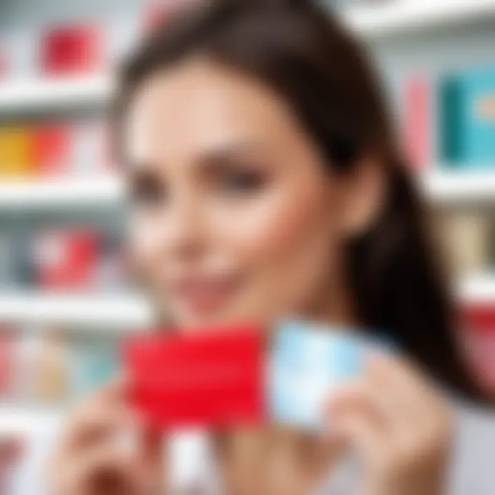 Customer engaging with a beauty retail bonus card