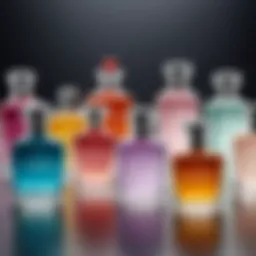 Elegant display of various Eau de Toilette bottles