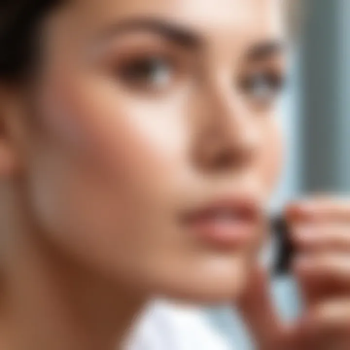 A serene setting featuring a person practicing face brushing in a soothing environment.