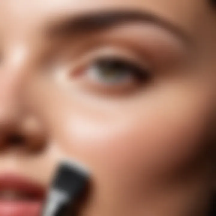 Close-up of skin being gently brushed, illustrating the technique used in face brushing.
