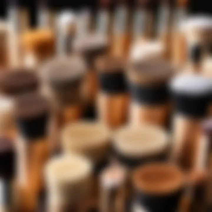 Different types of brushes lined up, highlighting their unique bristle materials.