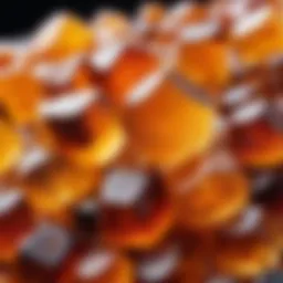 A close-up view of ambra resin showcasing its rich texture