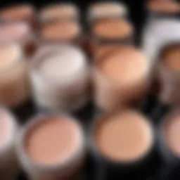 A close-up view of various makeup primers showcasing their textures.