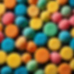 Various types of cleansing sponges arranged artistically