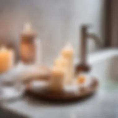 Creating a Calming Atmosphere for Self-Care A serene bathroom setting with cotton pads and candles