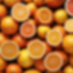 Fresh citrus fruits rich in Vitamin C